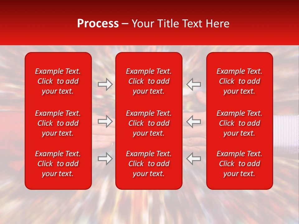 Two Hands Reaching Out Towards Each Other In Front Of A Colorful Background PowerPoint Template