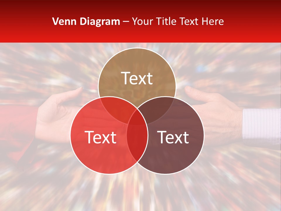 Two Hands Reaching Out Towards Each Other In Front Of A Colorful Background PowerPoint Template