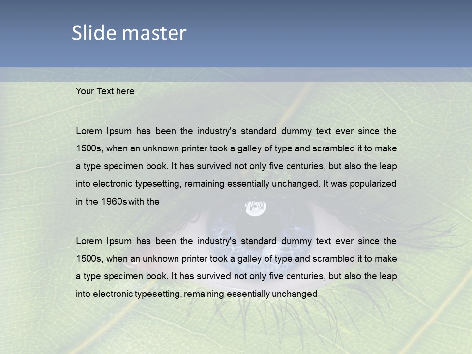 A Close Up Of A Leaf With A Blue Eye PowerPoint Template