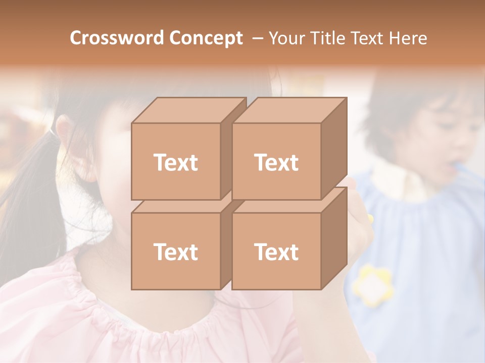 A Little Girl Brushing Her Teeth With A Yellow Toothbrush PowerPoint Template