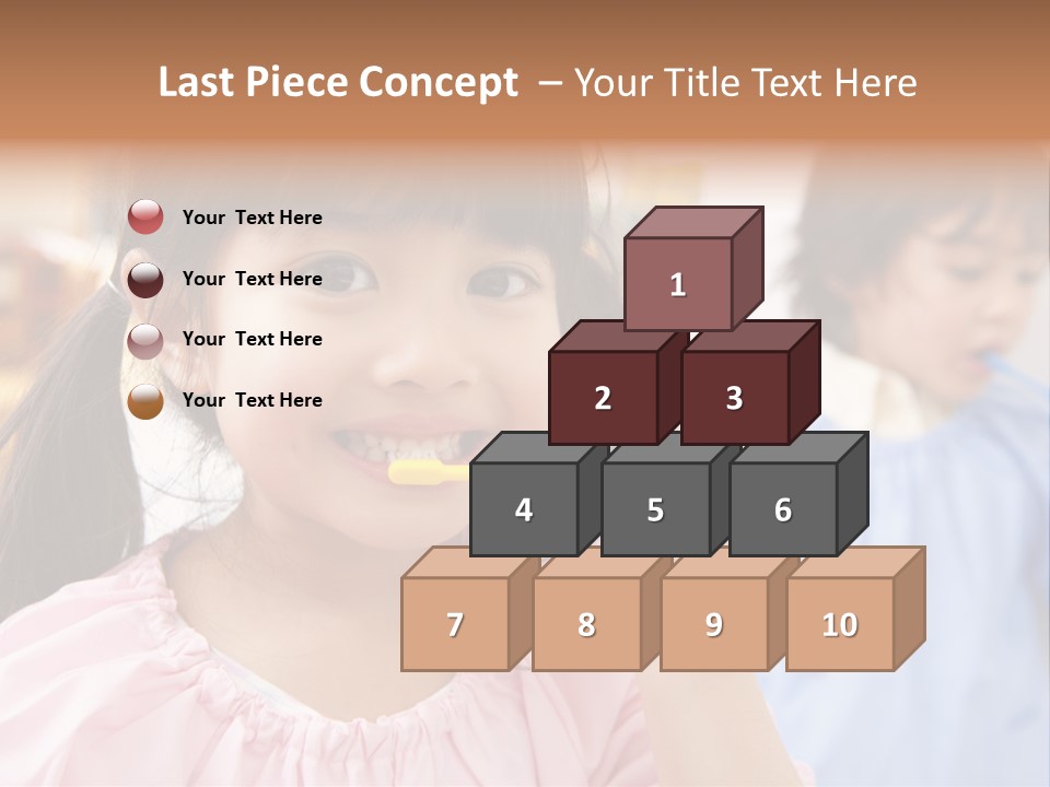 A Little Girl Brushing Her Teeth With A Yellow Toothbrush PowerPoint Template