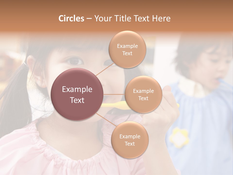 A Little Girl Brushing Her Teeth With A Yellow Toothbrush PowerPoint Template