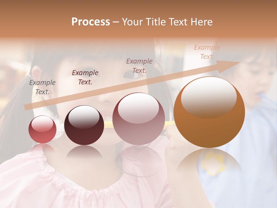 A Little Girl Brushing Her Teeth With A Yellow Toothbrush PowerPoint Template