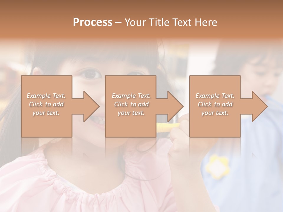 A Little Girl Brushing Her Teeth With A Yellow Toothbrush PowerPoint Template