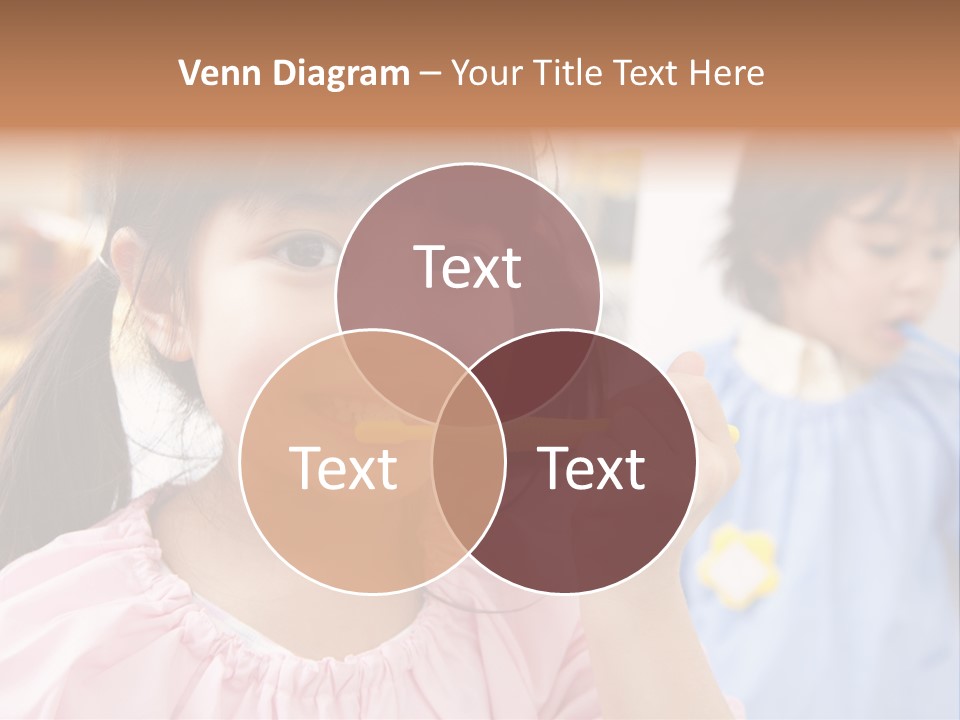 A Little Girl Brushing Her Teeth With A Yellow Toothbrush PowerPoint Template