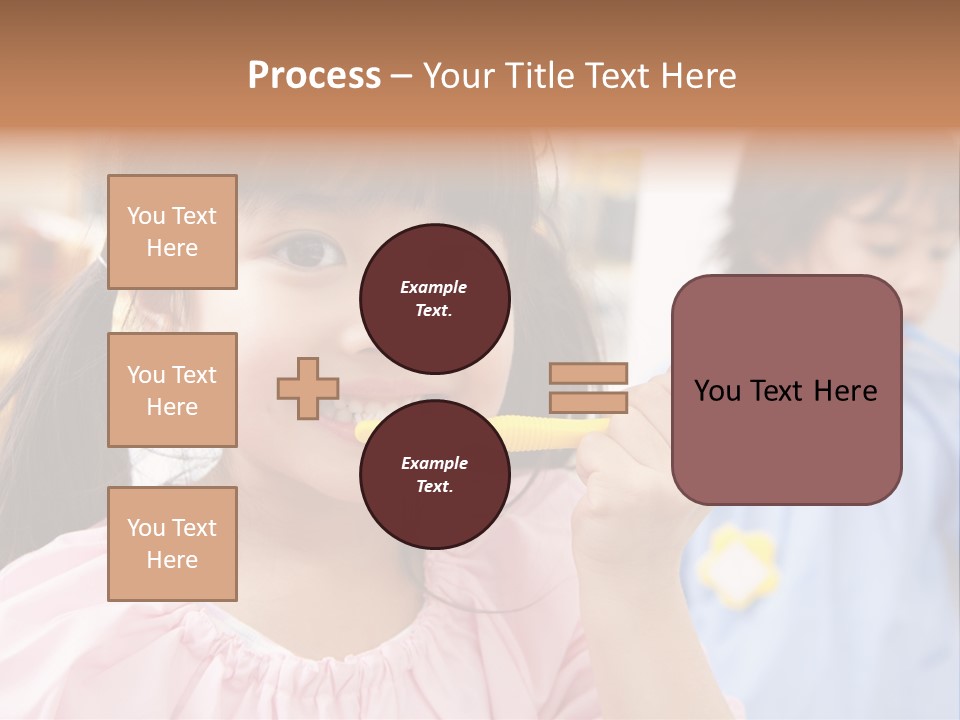 A Little Girl Brushing Her Teeth With A Yellow Toothbrush PowerPoint Template