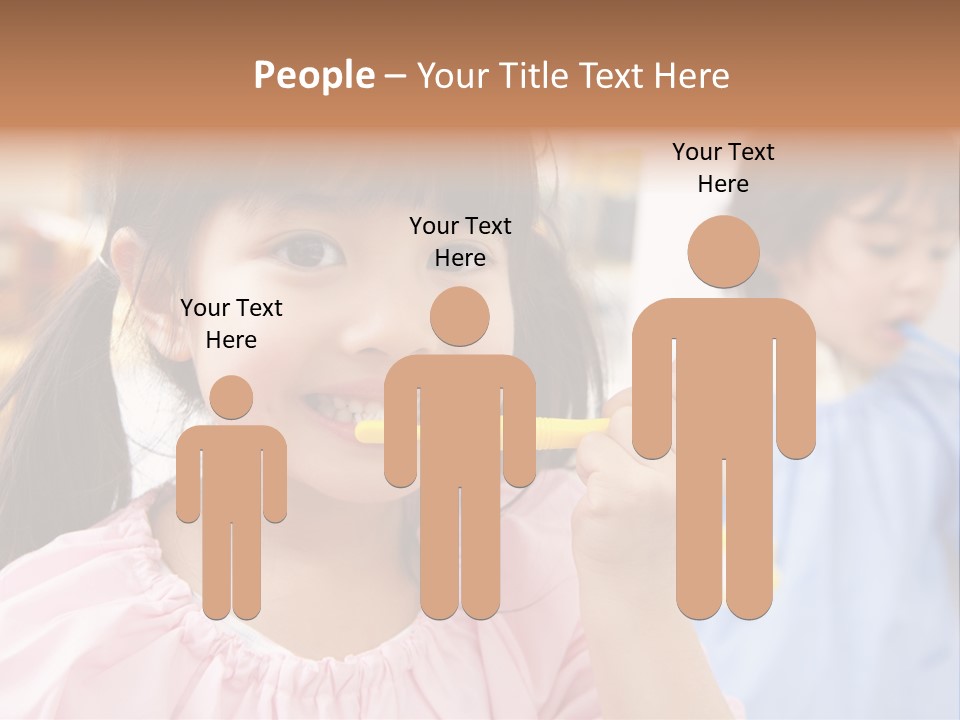 A Little Girl Brushing Her Teeth With A Yellow Toothbrush PowerPoint Template