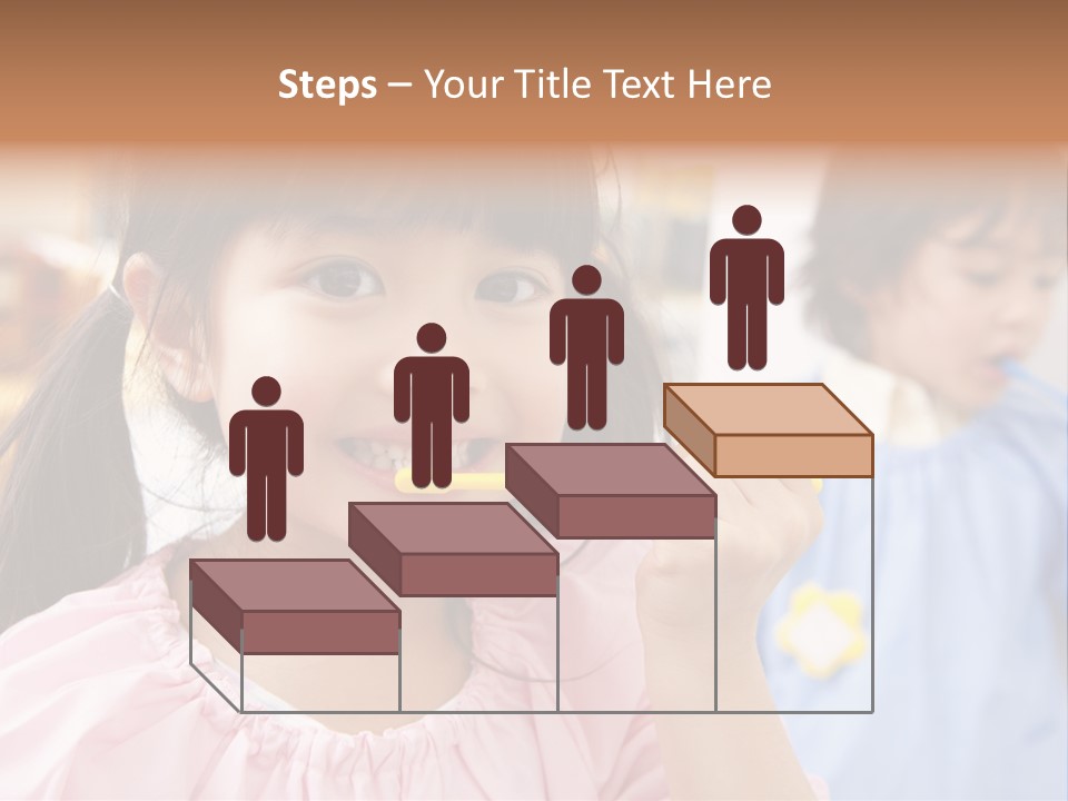 A Little Girl Brushing Her Teeth With A Yellow Toothbrush PowerPoint Template