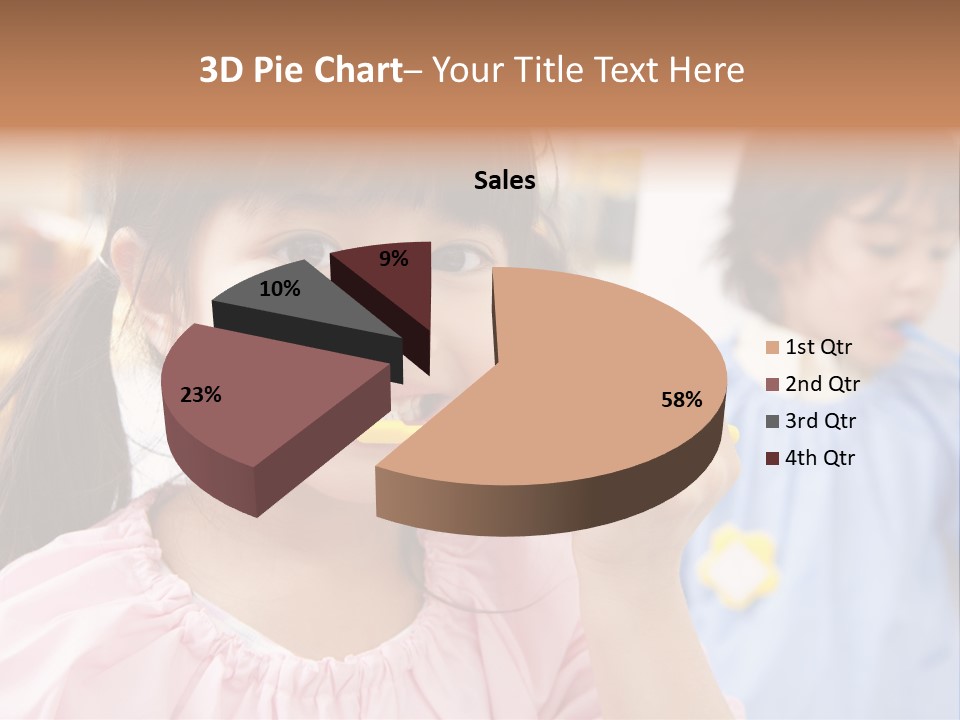 A Little Girl Brushing Her Teeth With A Yellow Toothbrush PowerPoint Template