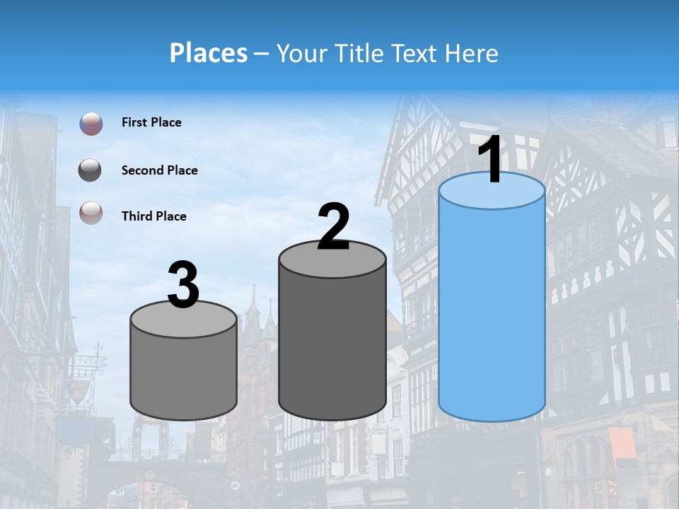 A City Street With Old Buildings And A Blue Sky PowerPoint Template