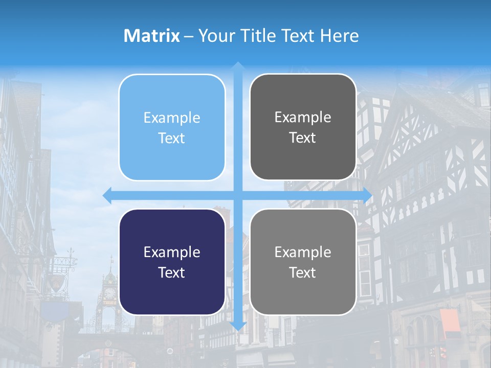 A City Street With Old Buildings And A Blue Sky PowerPoint Template