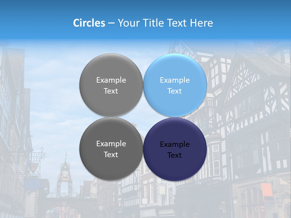 A City Street With Old Buildings And A Blue Sky PowerPoint Template