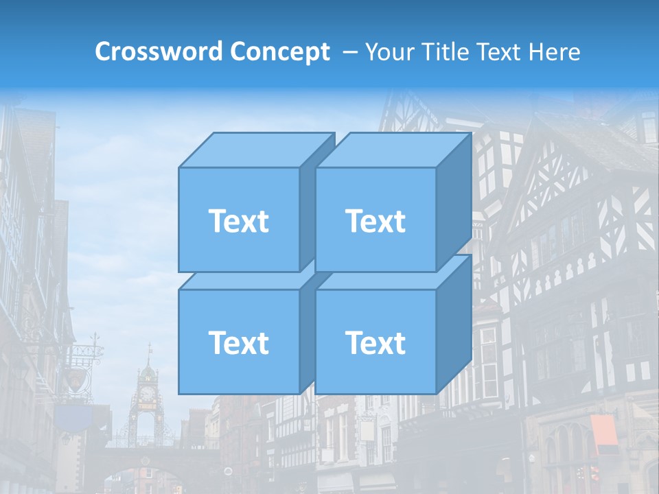 A City Street With Old Buildings And A Blue Sky PowerPoint Template