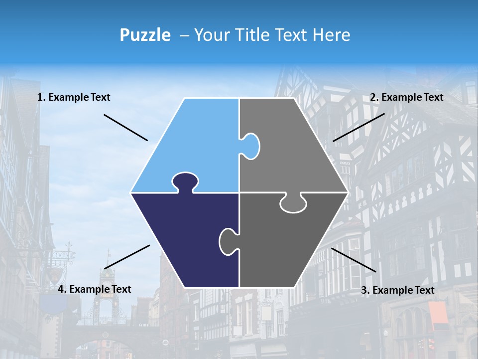 A City Street With Old Buildings And A Blue Sky PowerPoint Template