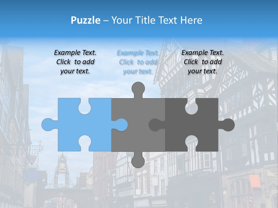 A City Street With Old Buildings And A Blue Sky PowerPoint Template