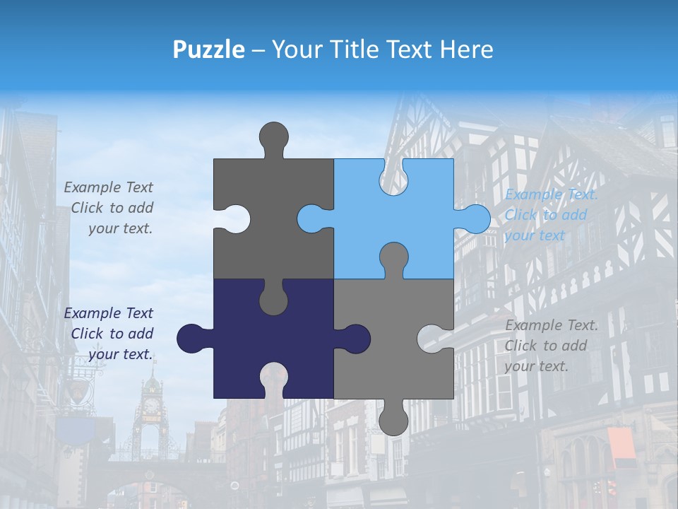 A City Street With Old Buildings And A Blue Sky PowerPoint Template