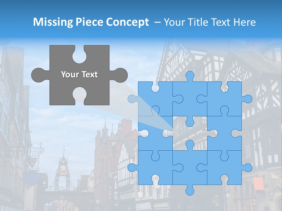 A City Street With Old Buildings And A Blue Sky PowerPoint Template