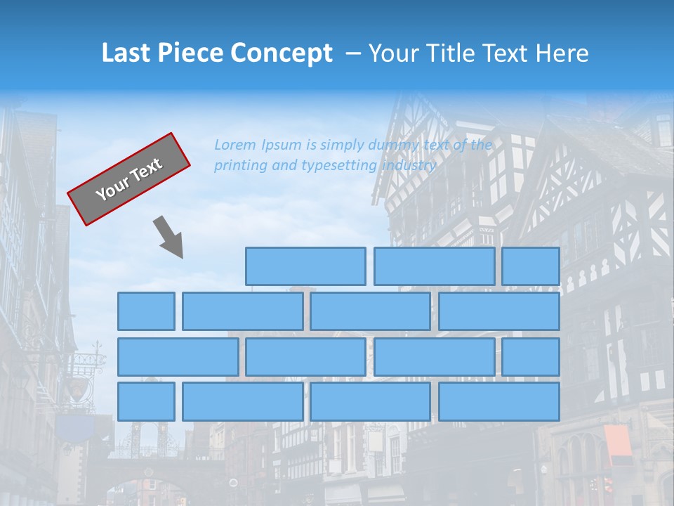 A City Street With Old Buildings And A Blue Sky PowerPoint Template