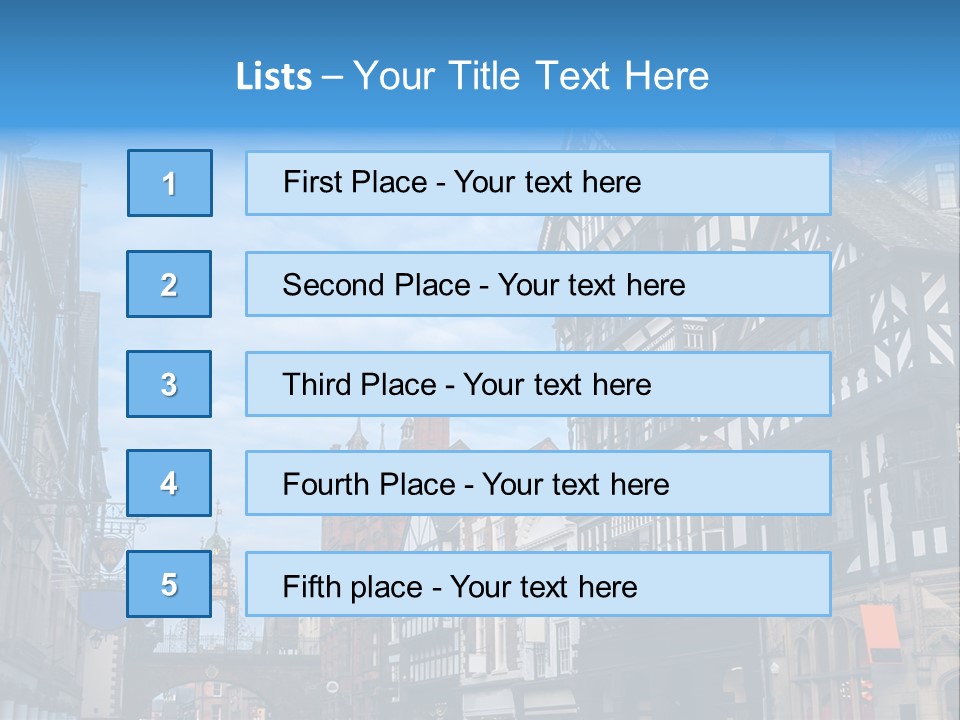 A City Street With Old Buildings And A Blue Sky PowerPoint Template