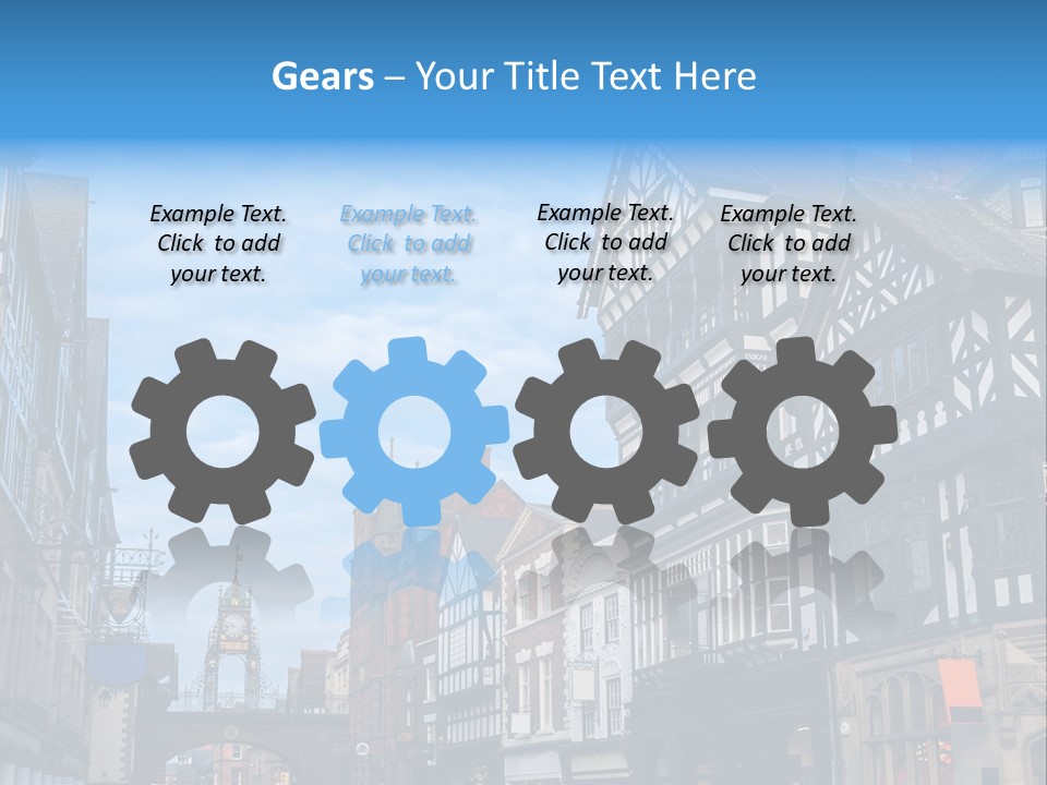 A City Street With Old Buildings And A Blue Sky PowerPoint Template