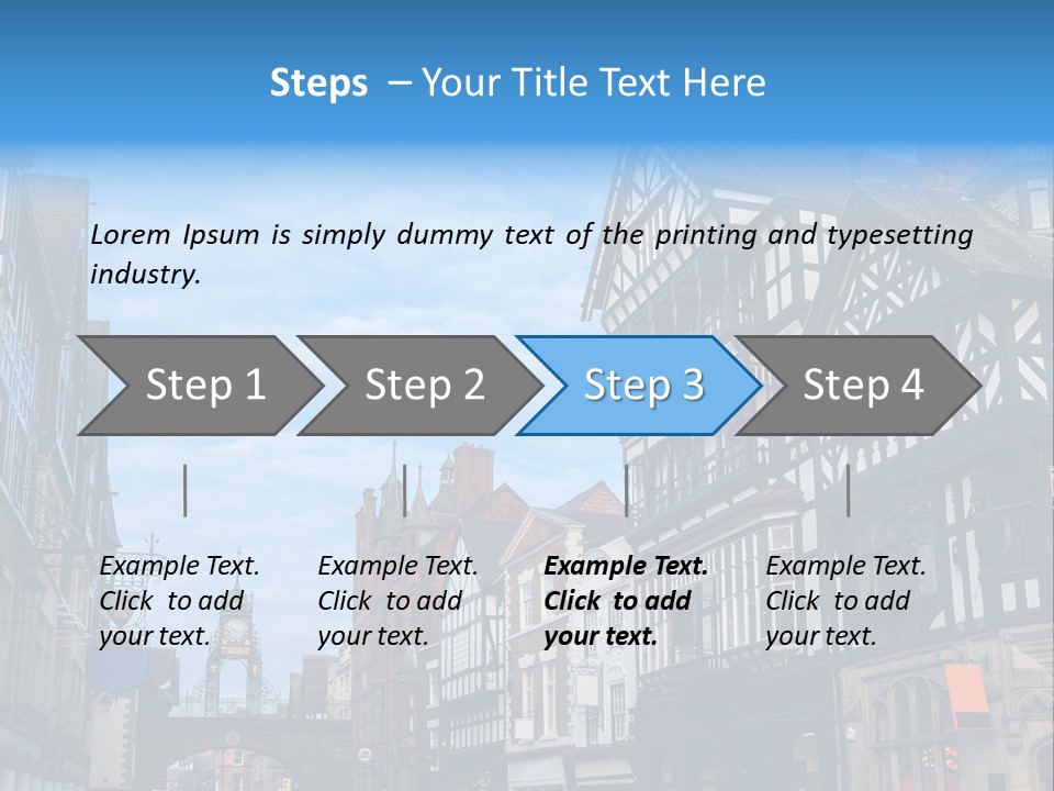 A City Street With Old Buildings And A Blue Sky PowerPoint Template
