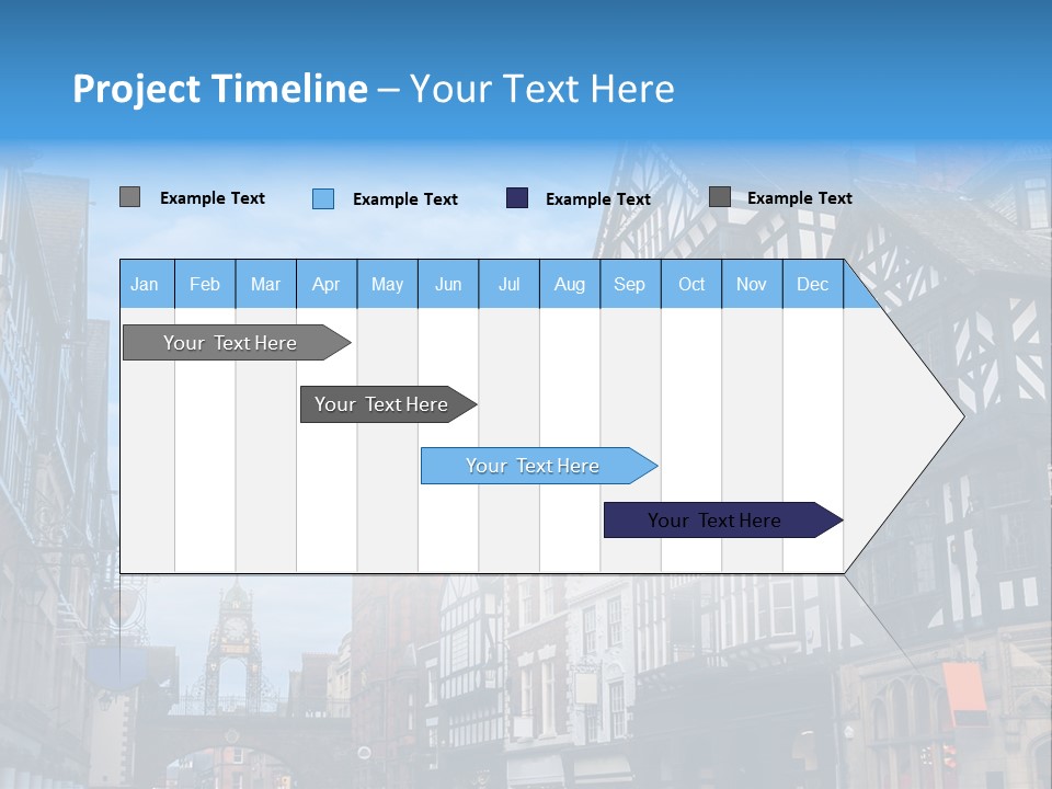 A City Street With Old Buildings And A Blue Sky PowerPoint Template