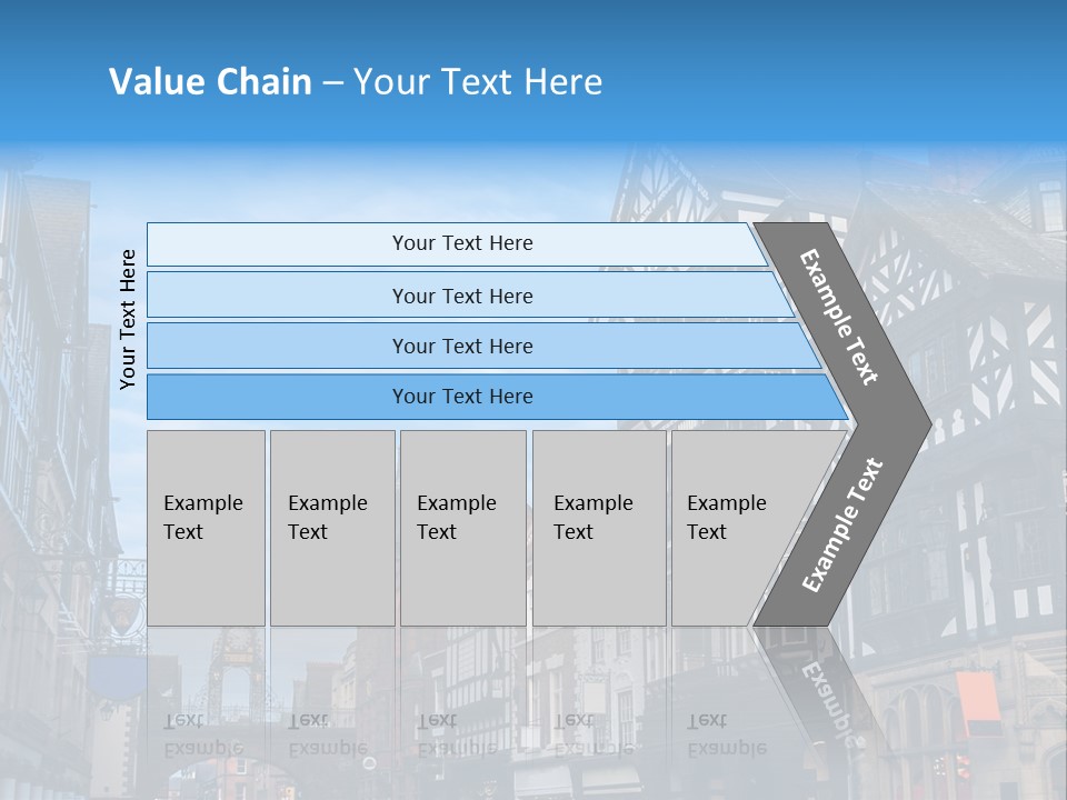A City Street With Old Buildings And A Blue Sky PowerPoint Template