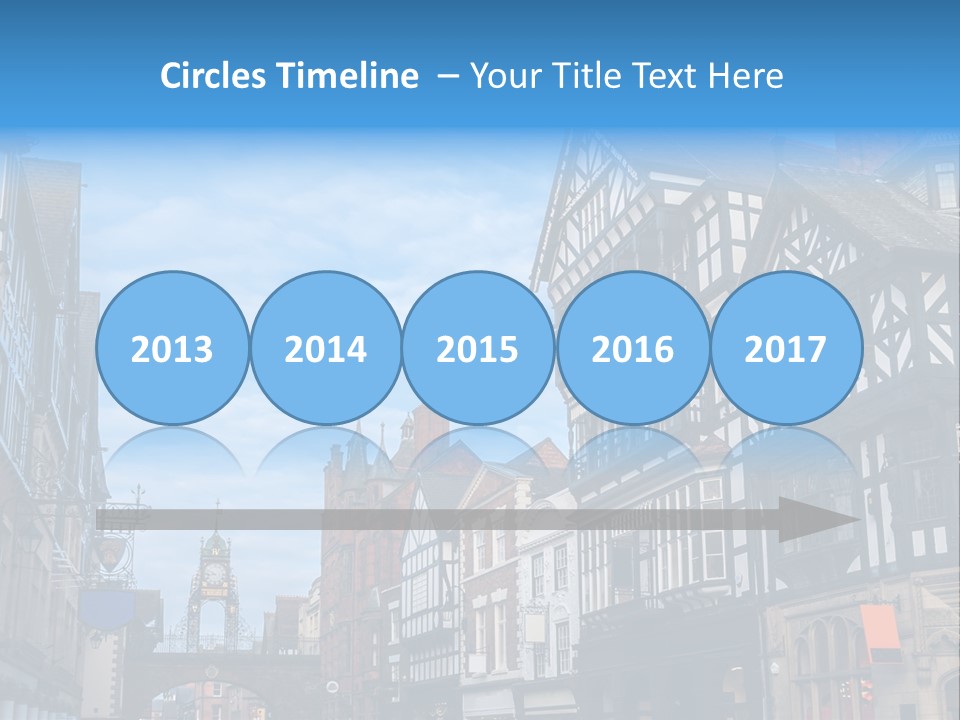 A City Street With Old Buildings And A Blue Sky PowerPoint Template