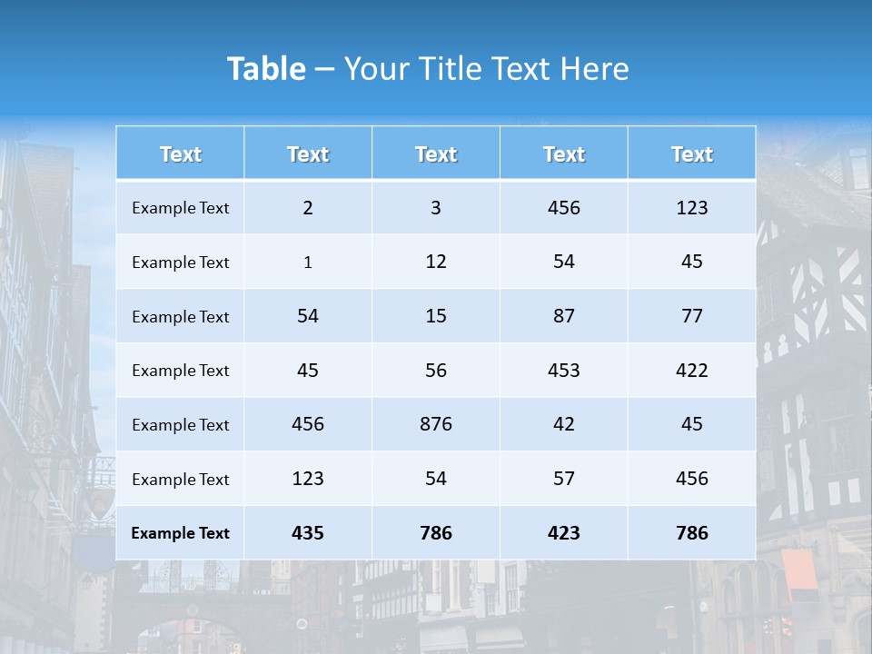 A City Street With Old Buildings And A Blue Sky PowerPoint Template