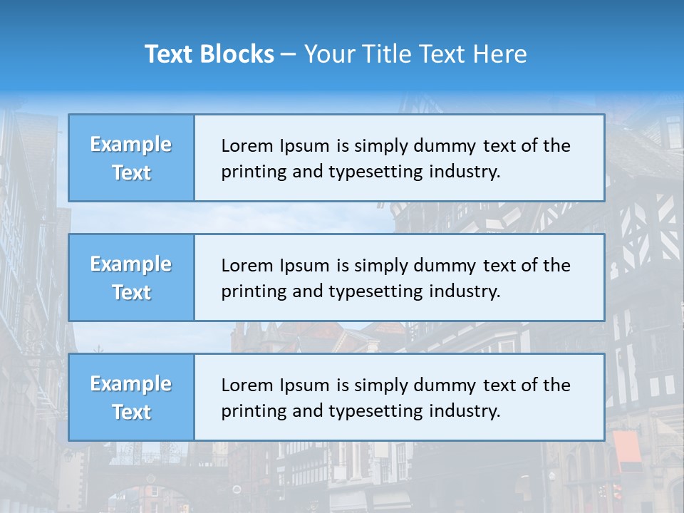 A City Street With Old Buildings And A Blue Sky PowerPoint Template
