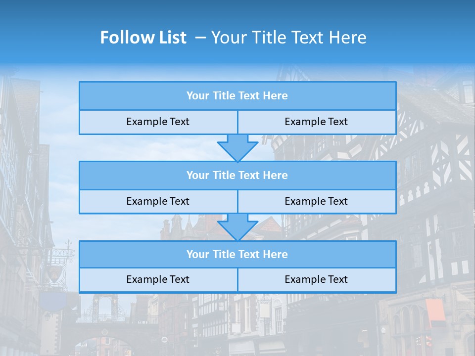 A City Street With Old Buildings And A Blue Sky PowerPoint Template