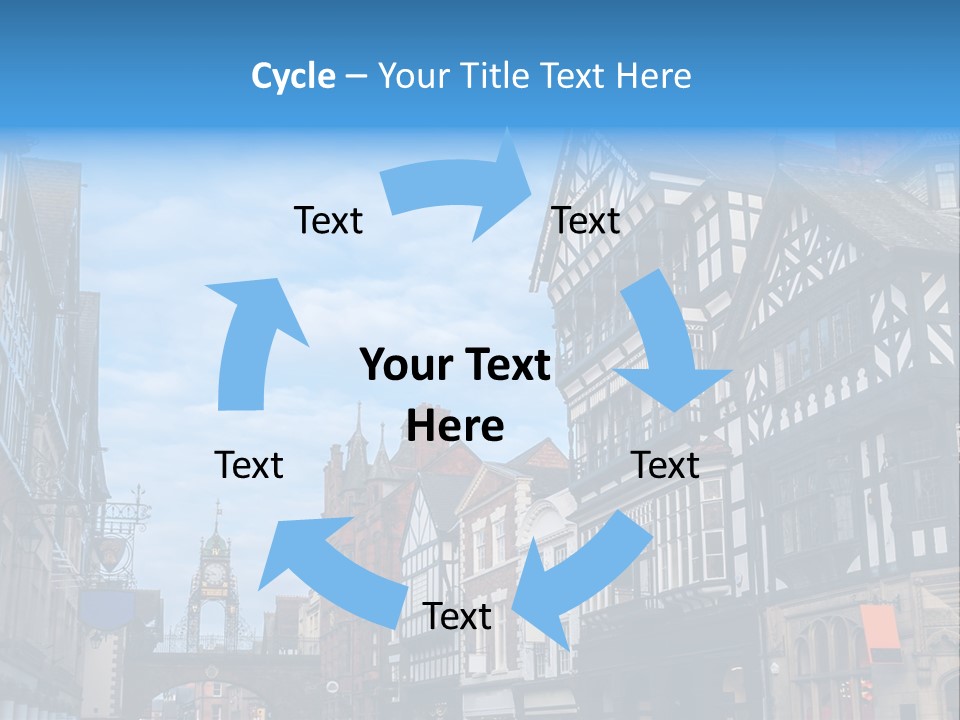 A City Street With Old Buildings And A Blue Sky PowerPoint Template