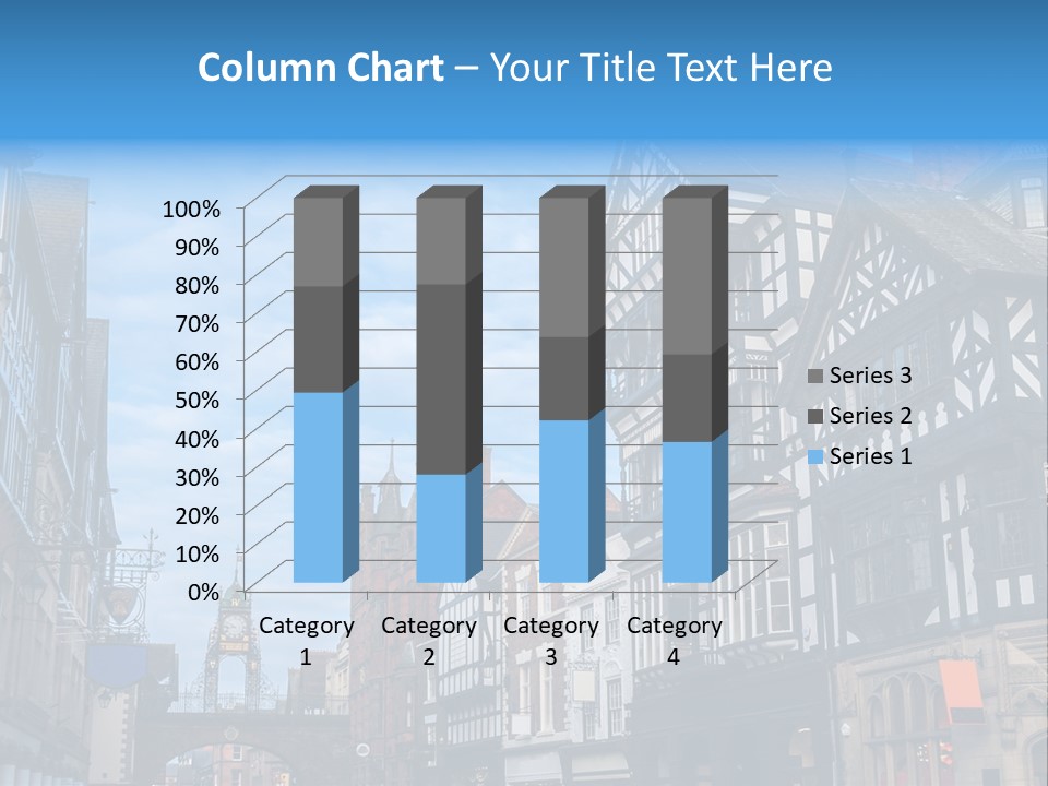 A City Street With Old Buildings And A Blue Sky PowerPoint Template