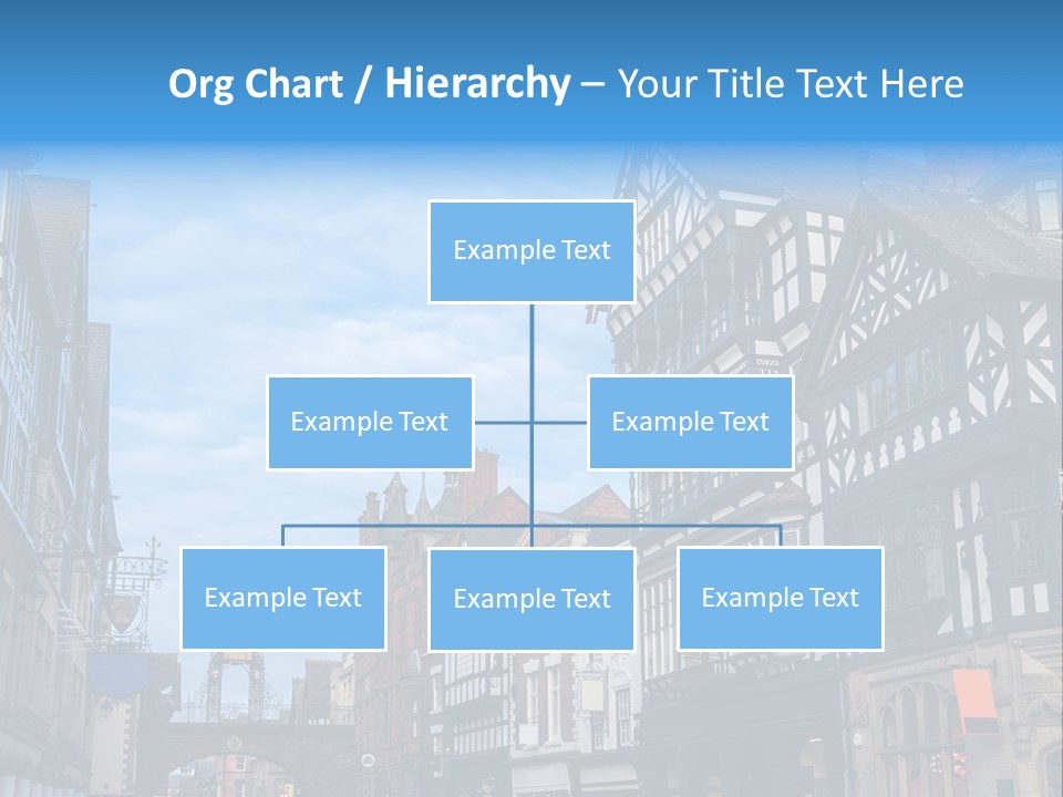 A City Street With Old Buildings And A Blue Sky PowerPoint Template