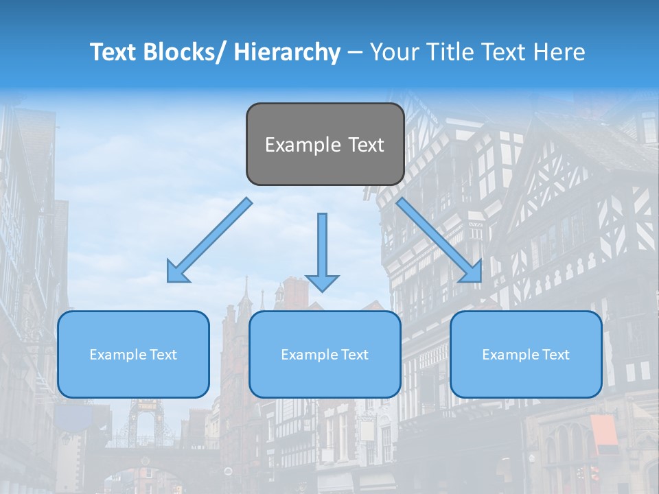 A City Street With Old Buildings And A Blue Sky PowerPoint Template