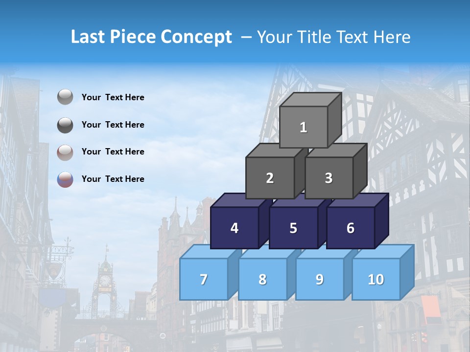 A City Street With Old Buildings And A Blue Sky PowerPoint Template