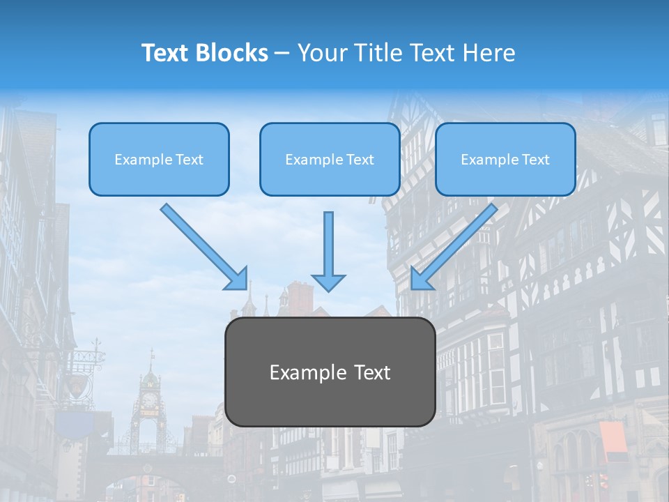 A City Street With Old Buildings And A Blue Sky PowerPoint Template