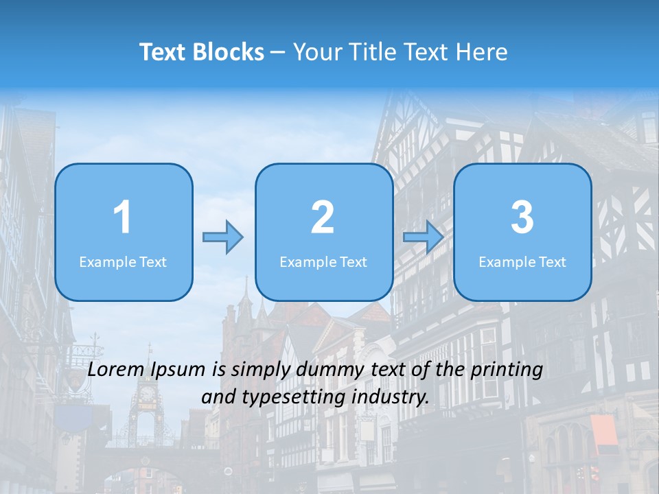 A City Street With Old Buildings And A Blue Sky PowerPoint Template