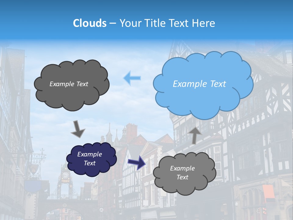 A City Street With Old Buildings And A Blue Sky PowerPoint Template