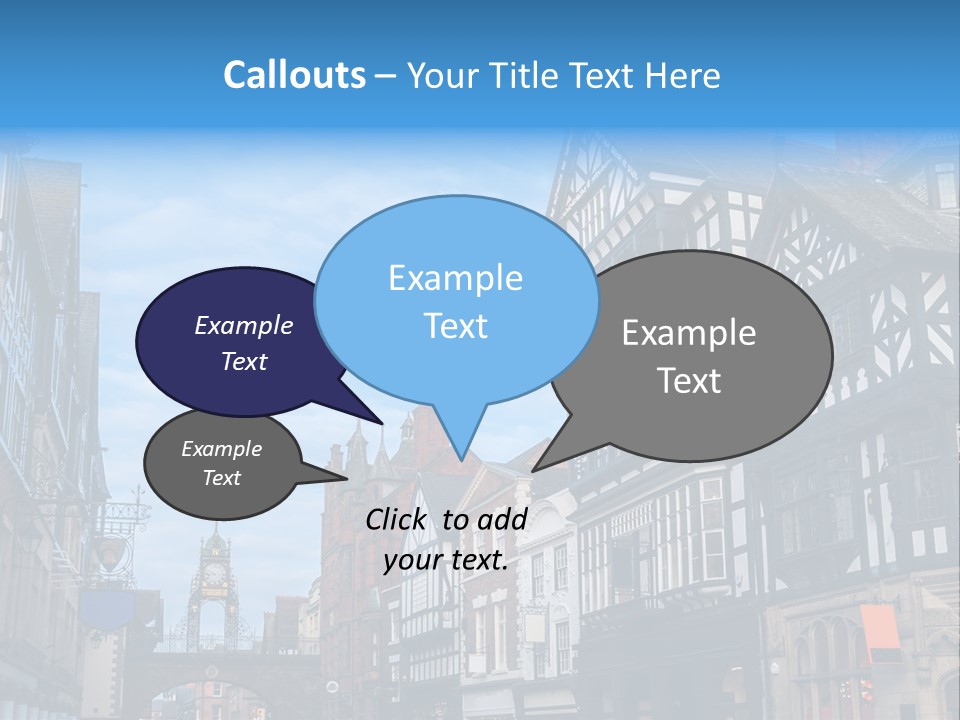 A City Street With Old Buildings And A Blue Sky PowerPoint Template