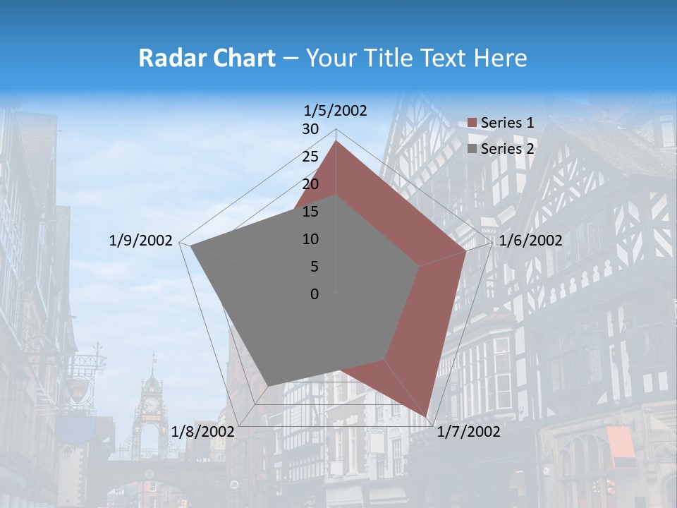 A City Street With Old Buildings And A Blue Sky PowerPoint Template