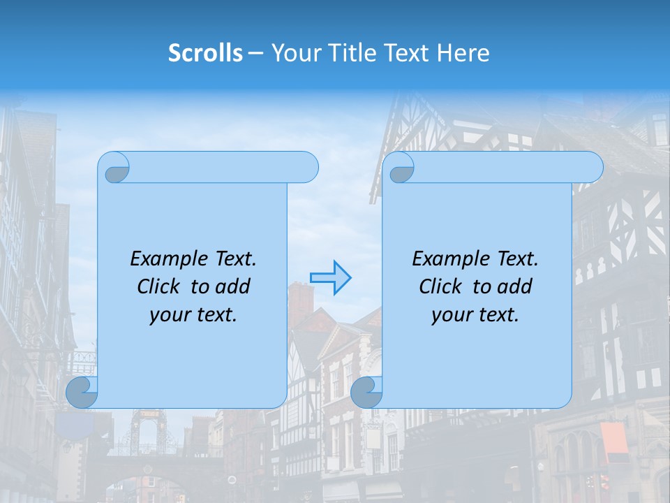 A City Street With Old Buildings And A Blue Sky PowerPoint Template