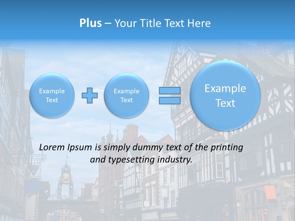 A City Street With Old Buildings And A Blue Sky PowerPoint Template