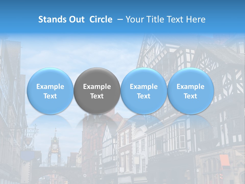 A City Street With Old Buildings And A Blue Sky PowerPoint Template