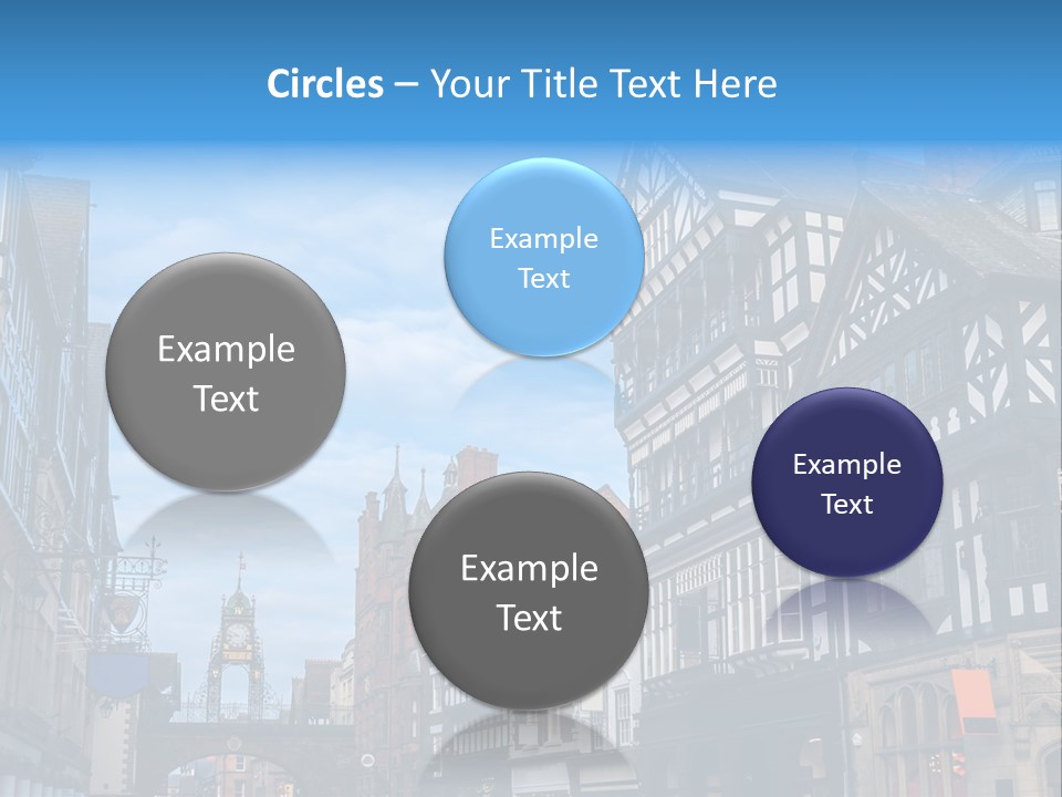 A City Street With Old Buildings And A Blue Sky PowerPoint Template