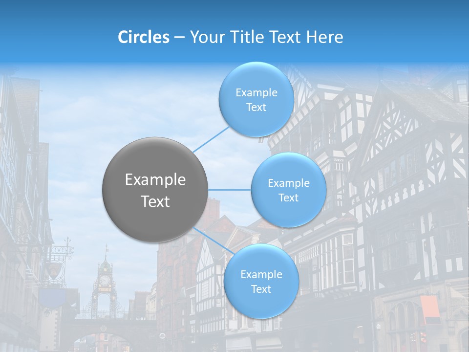 A City Street With Old Buildings And A Blue Sky PowerPoint Template