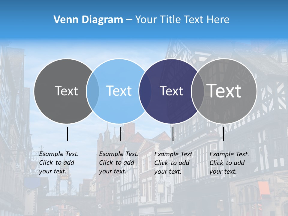 A City Street With Old Buildings And A Blue Sky PowerPoint Template