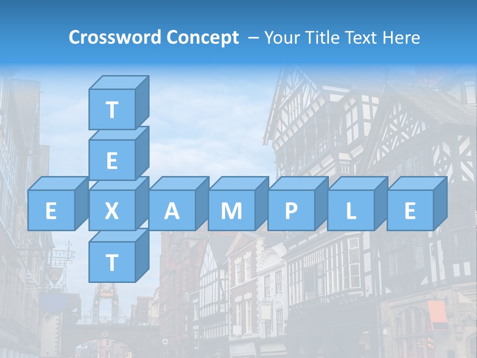 A City Street With Old Buildings And A Blue Sky PowerPoint Template