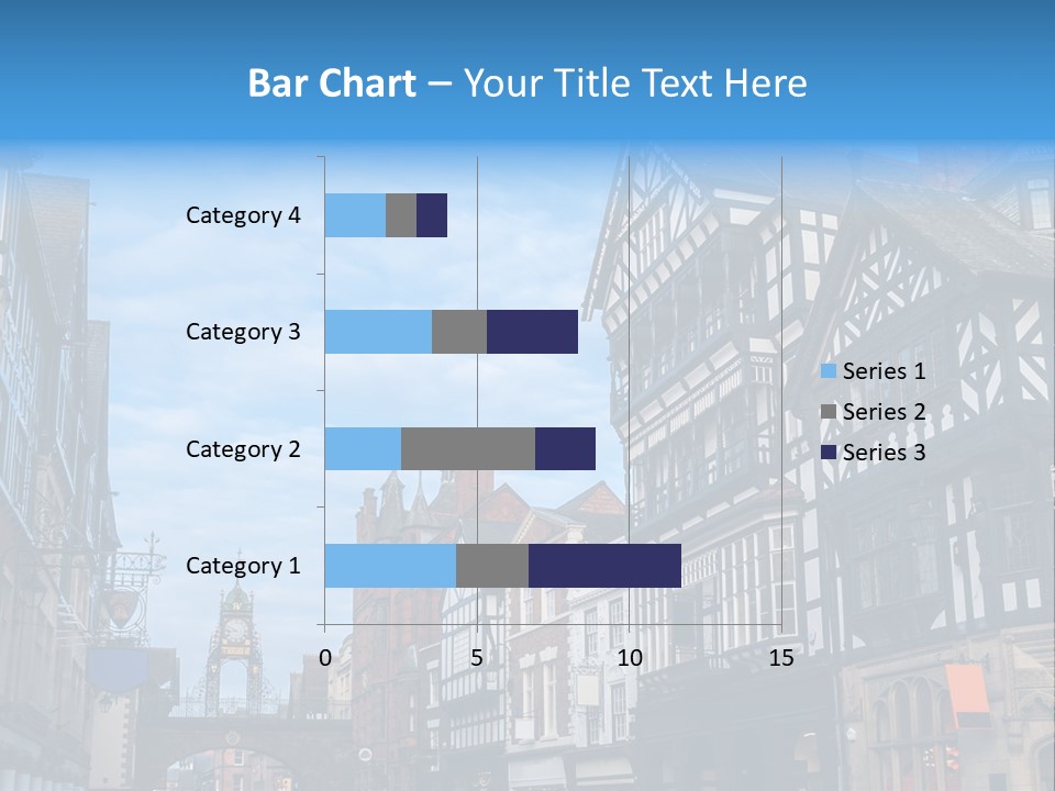 A City Street With Old Buildings And A Blue Sky PowerPoint Template
