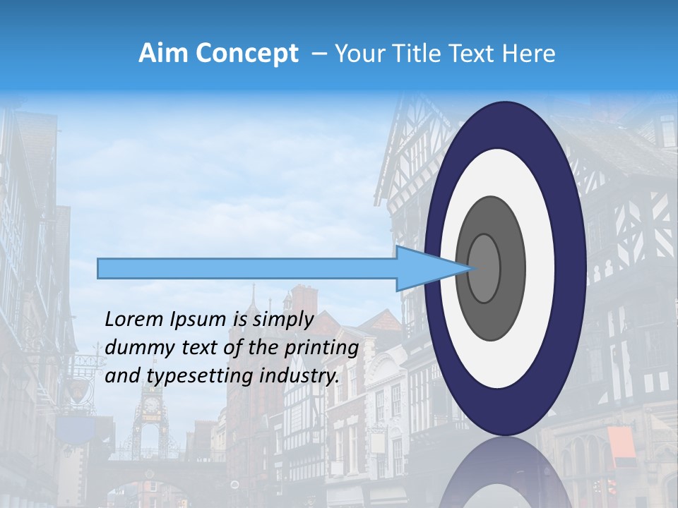 A City Street With Old Buildings And A Blue Sky PowerPoint Template